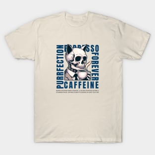 Cat Skull Caffeine Connoisseur - Eternal Coffee Enthusiast T-Shirt